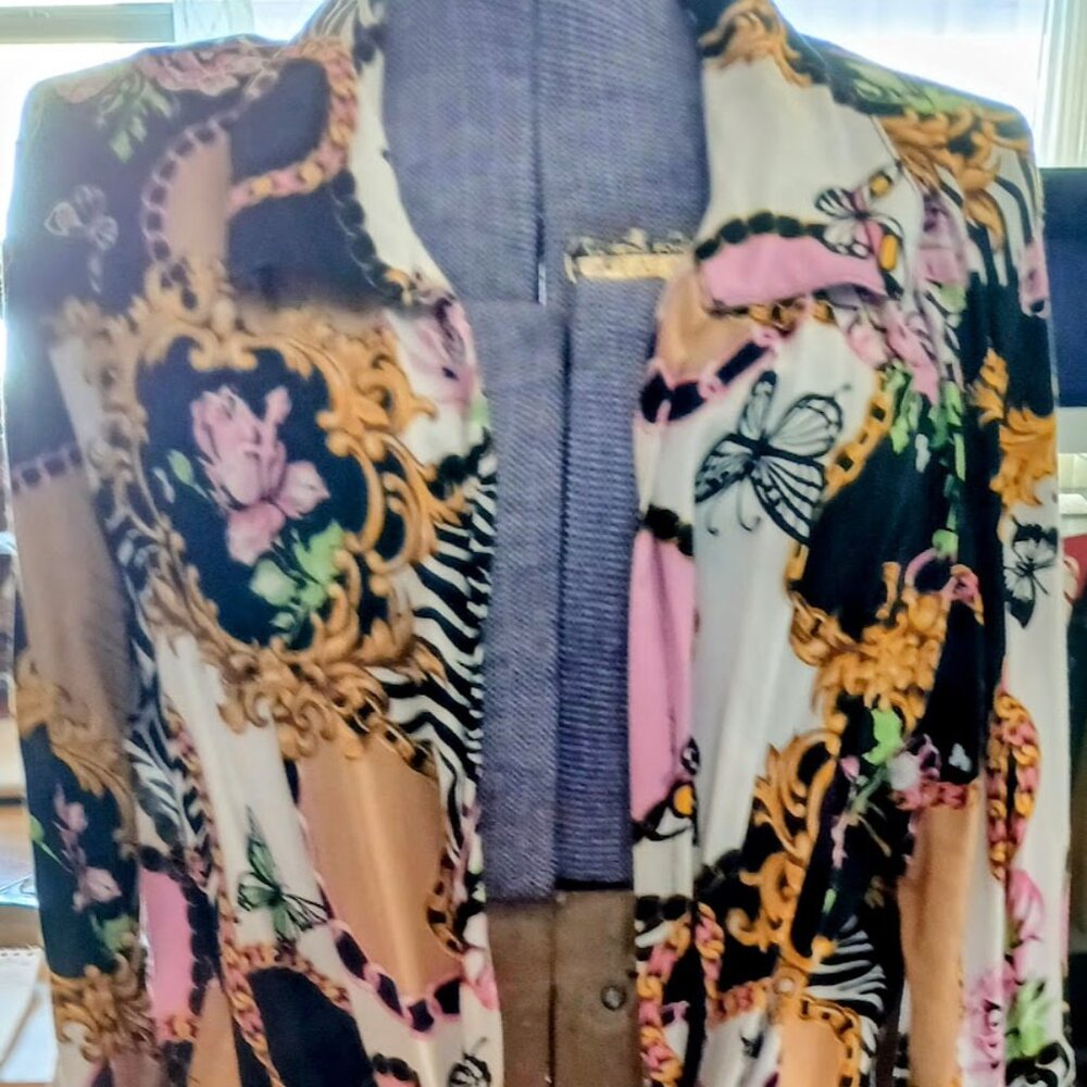 Plus Size Jolie & Joy Colorful Animal Print Kimono/Cover Resort Wear Size 1X
